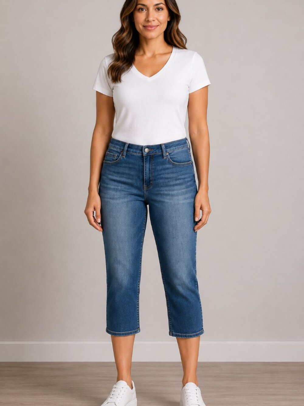 Riders by Lee Midrise Capri Jeans 14M Blue Stretch Denim Cropped